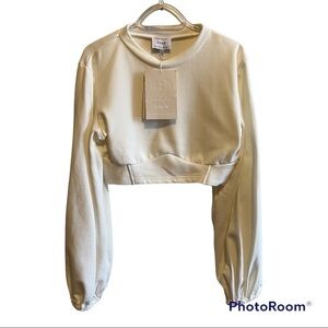 Cream Long Sleeve Crop Top